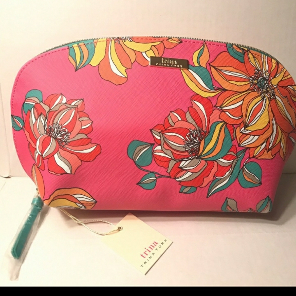 Trina Turk Makeup Bag Travel Case Pink Floral